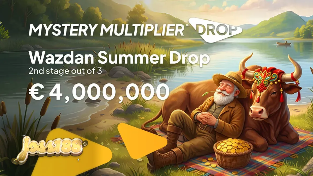 Tampilan visual dari fitur Mystery Multiplier Drop dalam promosi slot Wazdan Summer Drop